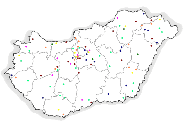 magyarország térkép, aszfalt referencia helyek jelölése